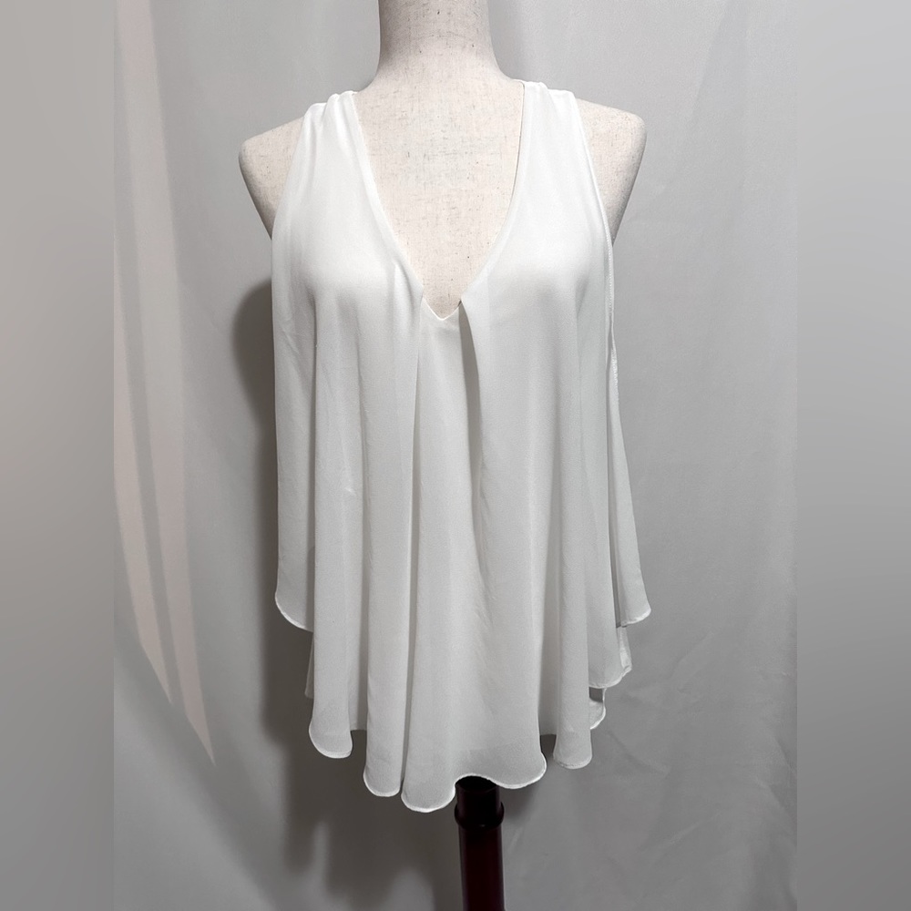 VENUS Sheer Ruffle Racerback Tank Top. Sizes: S & M - Picture 2 of 8